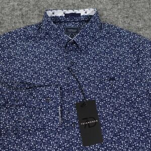 7 Diamonds Liberty 4 Way Stretch Woven Shirt Mens Medium Navy Performance Casual
